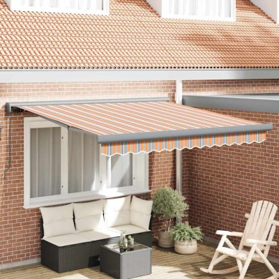 vidaXL Umbra retractabilă manuală cu dungi colorate, 300 x 250 cm foto