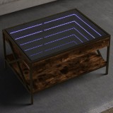 vidaXL Măsuță de cafea cu LED infinity, stejar fumuriu, 70x50x38 cm
