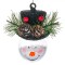 Ornament Brad Crăciun, Model Om de Zăpadă, Glob Transparent, Pălărie Neagră, 8cm