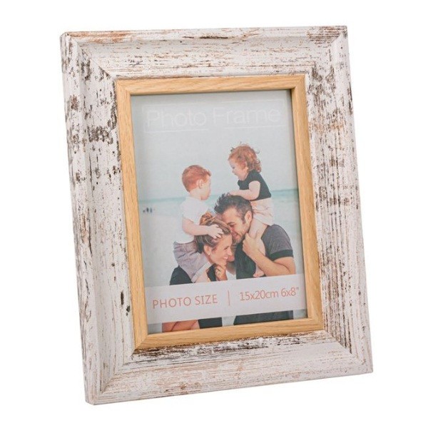 Rama foto decorativa, vertical sau orizontal, Lemn-Sticla, Alb, 28x22 cm