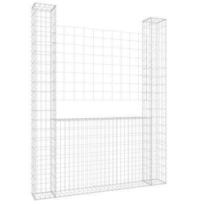 Cos de gabion in forma de U, 2 stalpi, 140x20x200 cm, fier foto