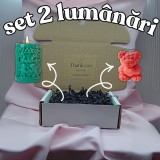 Cumpara ieftin Set 2 lumanari parfumate , Merry Christmas si Ursulet de trandafiri Handmade din ceara naturala de soia