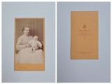Fotografie de colectie CDV Atelier Xavier Massak, Mama cu copil, Wien, Viena, Austria, Austro-Ungaria, ca.1865-70