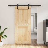 Cumpara ieftin Usa glisanta Natural si Negru 90 x 210 cm Lemn de Pin Solid