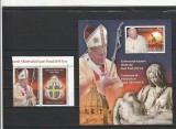 ROMANIA 2020 LP 2284 LP 2284 a CENTENARUL NASTERII SF. IOAN PAUL AL II-LEA SERIE CU VINIETA + COLITA MNH NESTAMPILATE, Nestampilat