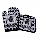 Set manusa de bucatarie Pufo Love Cook pentru gratar sau cuptor si suport pentru vase fierbinti