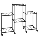 Cumpara ieftin Suport pentru flori cu roti, 83x25x63,5 cm, negru, fier