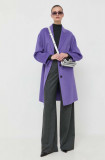 Cumpara ieftin Beatrice B palton de lana culoarea violet, de tranzitie, oversize