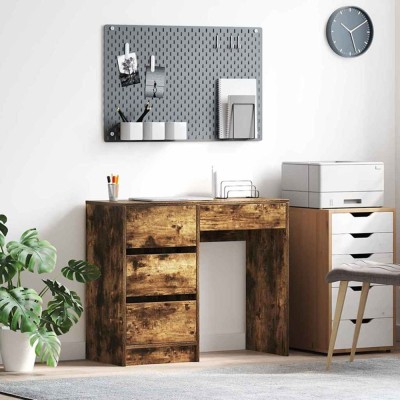 vidaXL Birou cu sertar Stejar fumuriu 90 x 37.5 x 75 cm Lemn compozit foto