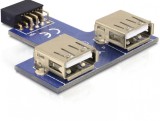 Adaptor pin header la 2 x USB 2.0 orientare sus, Delock 41824