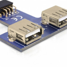 Adaptor pin header la 2 x USB 2.0 orientare sus, Delock 41824