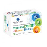 Vitamina C 1000 miligrame + D3 2000 UI + Zinc 15 miligrame 30 comprimate BioSunLine Helcor