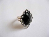 Inel reglabil cu cristal negru 24048