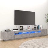 VidaXL Comodă TV cu lumini LED, gri beton, 260x35x40 cm