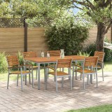 VidaXL Set de masă pentru grădină 7 pcs Gri și maro 180 x 90 x 75 cm