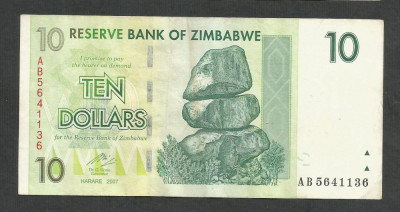 ZIMBABWE 10 DOLARI DOLLARS 2007 [5] P-67 , VF++ foto