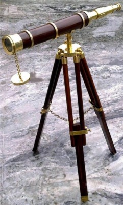 Superb telescop antic din alama masiva foto