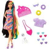 Papusa Barbie Totally Hair, par curcubeu, 15 accesorii, Mattel