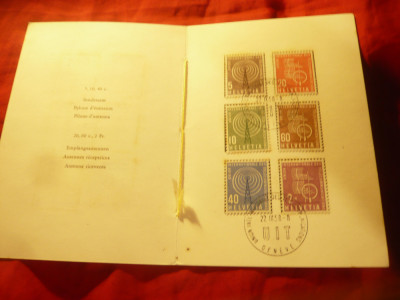 Carnet Prezentare Filatelica - Elvetia 1958 -Serie Telecomunicatii , 6val. stamp foto