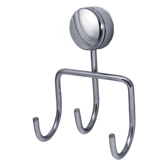Cuier din metal pentru baie, argintiu, cu 3 agatatori