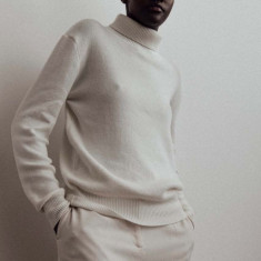 MUUV. pulover KOHEI femei, culoarea alb, cu guler