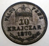 J.041 UNGARIA FERENCZ JOZSEF 10 KRAJCZAR 1870 KB ARGINT