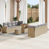 vidaXL Set de canapele pentru grădină 11 pcs Bej poliratan