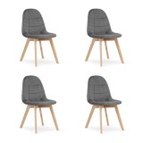 Set 4 scaune bucatarie/living, Artool, Bora, catifea, lemn, gri inchis, 44.5x54x81.5 cm GartenVIP DiyLine