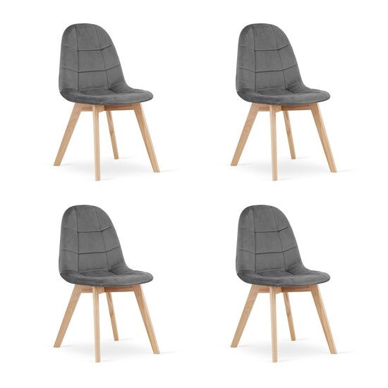 Set 4 scaune bucatarie/living, Artool, Bora, catifea, lemn, gri inchis, 44.5x54x81.5 cm GartenVIP DiyLine