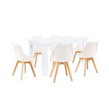 Cumpara ieftin Set de masă Zara 6+1 alb-alb