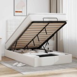 vidaXL Cadru de pat otoman cu saltea alb 120x190 cm piele artificială 3312992