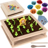 Puzzle din lemn Montessori 2 &icirc;n 1 Ferma cu joc de memorie Kruzzel