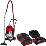 Einhell TE-VC 36/30 Li S PXC + Starter Kit + Twinpack - Aspirator 150 mbar + Set 1 acumulator si incarcator Li-Ion 18 V 2.5 Ah + Set 2 acumulatori Li-
