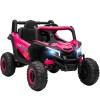 AIYAPLAY Mașină Electrică UTV pentru Copii 12V cu Centură, Telecomandă, Suspensii, USB, 3-7 km/h, 3-5 Ani, Roz | Aosom Romania