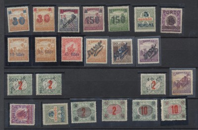 ROMANIA 1919 Emisiunea locala Timisoara serie 23 timbre cu sursarj original foto
