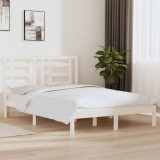 VidaXL Cadru pat 5FT King Size, alb, 150x200 cm, lemn masiv de pin