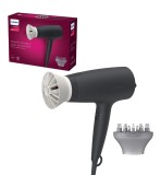 Uscator de par Philips BHD302/30, 1600W, accesoriu Thermo Protect, 3 setari de temperatura, difuzor, Negru, Resigilat, Grad A