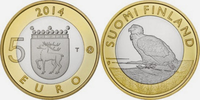Finlanda moneda comemorativa 5 euro 2014 - Natura nordica Vultur - UNC foto
