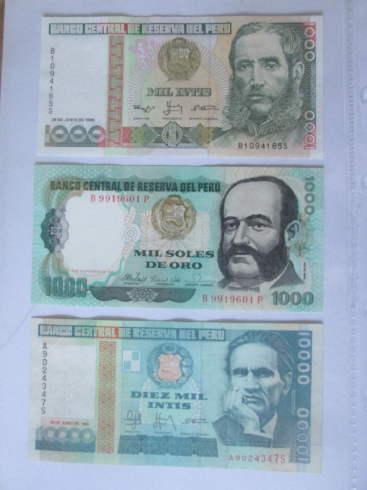 Lot 3 bancnote Peru in stare buna/foarte buna,vedeti imaginile