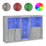 Cumpara ieftin Servanta cu lumini LED, gri sonoma, 162x37x100 cm