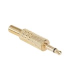 Mufa Jack 3.5 mm mono tata metal aurit pe fir cu protector cablu, Oem