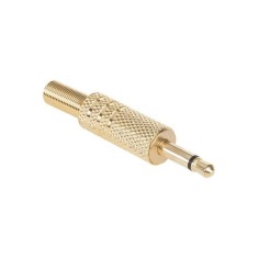 Mufa Jack 3.5 mm mono tata metal aurit pe fir cu protector cablu