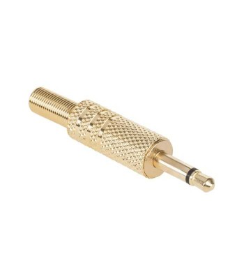 Mufa Jack 3.5 mm mono tata metal aurit pe fir cu protector cablu foto