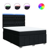 Cumpara ieftin Pat box spring cu saltea, negru, 140x200 cm, textil