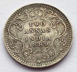 495. Moneda India Britanica 2 annas 1889 (argint 0.917)