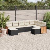 Cumpara ieftin Gossi set mobilier de gradina cu perne, 9 piese, negru, poliratan