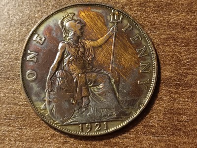 C50 - Moneda foarte veche - Anglia - one penny - 1921 foto