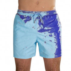 Pantaloni scurti de baie care isi schimba culoarea in apa, BLEU-ALBASTRU foto