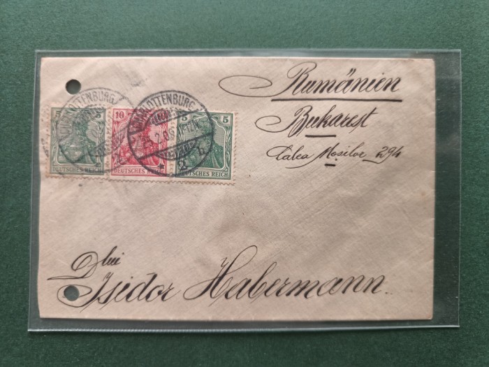 plic corespondenta anul 1909 Isidor Habermann , cu sigiliu , timbre si stampile