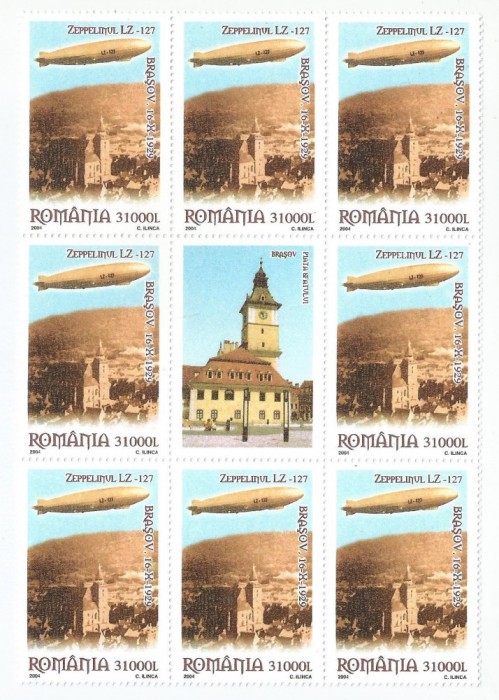 |Romania, LP 1652a/2004, 75 ani zbor Zeppelin deasupra Brasov, bloc 8+1, (1) MNH